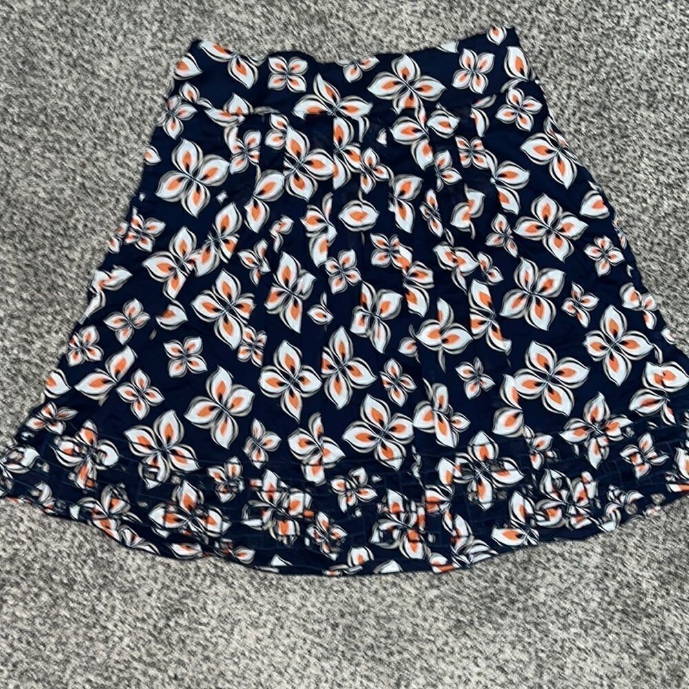 Ann Taylor - Navy and Orange Floral Skirt - 0P